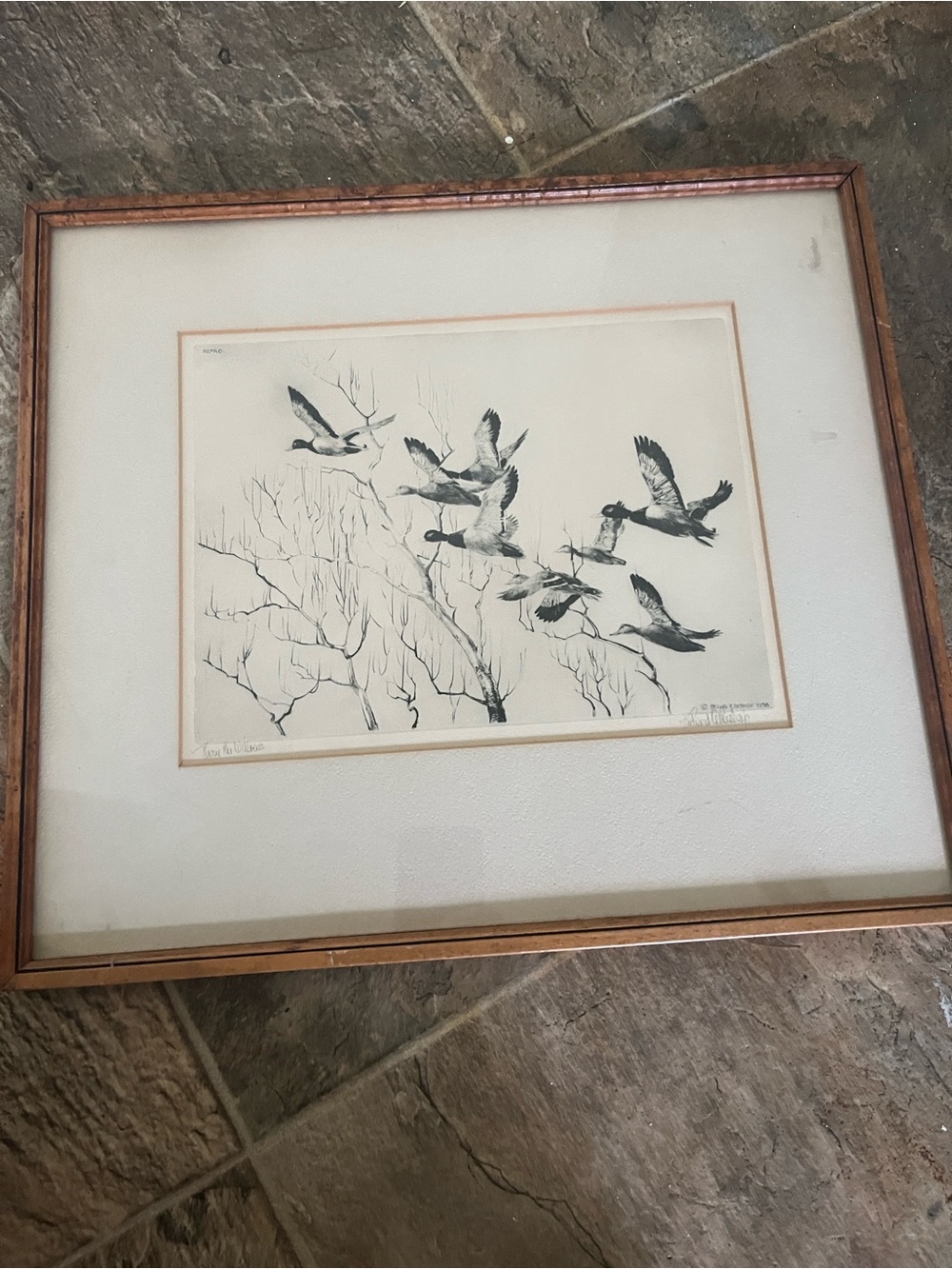 Richard E Bishop Thru the Willows Wall Art Print in Brown Frame